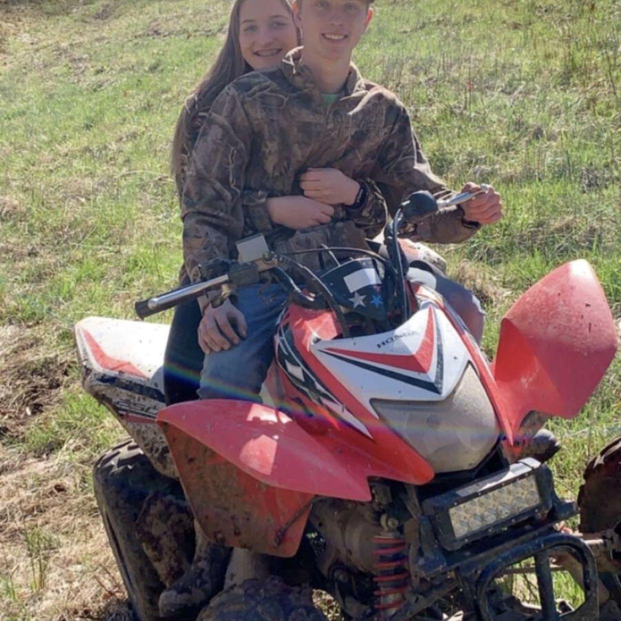 His first time coming to my house to ride fourwheelers