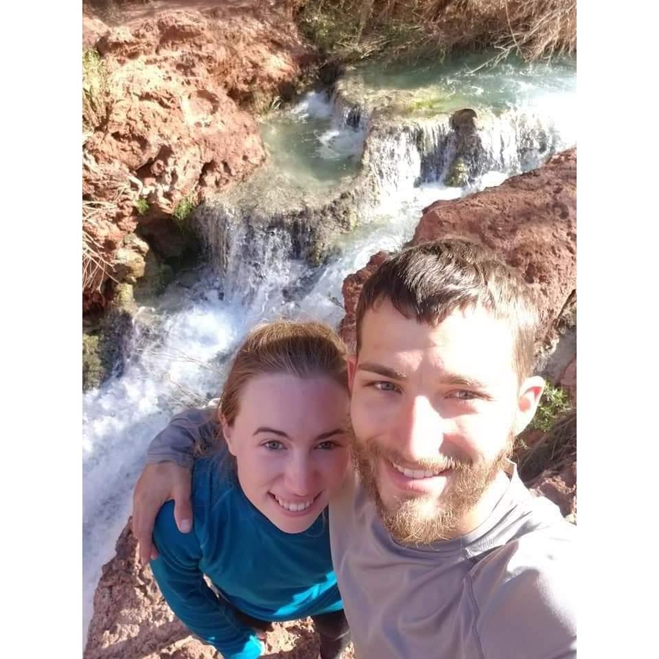 Standing on the edge. - On top of Mooney Falls, Havasupai, Grand Canyon
