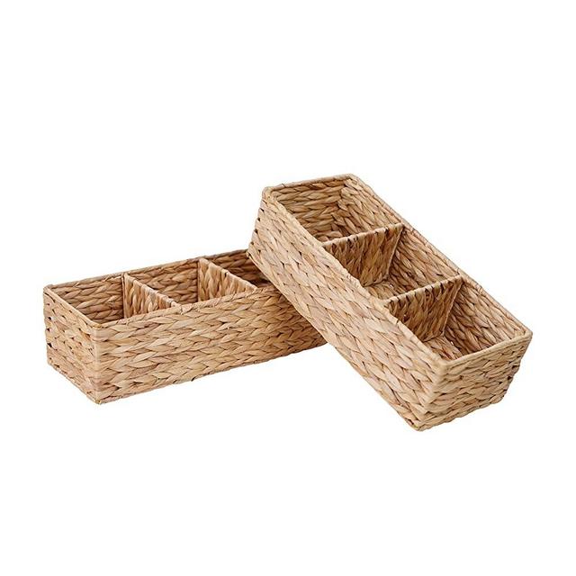 Long Narrow Oval Serving Basket, Boho Handmade Rattan Bowl Basket with 2  Inch Side, Decorative Loaf, Bread, Rolls, Fruit, Snack Flat Basket Wicker  Tray for Serving, Brown