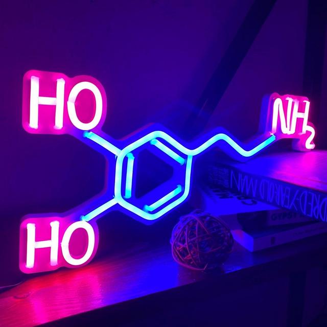 Little Molecule of Dopamine, Unbreakable Neon Sign (Power Adapter)
