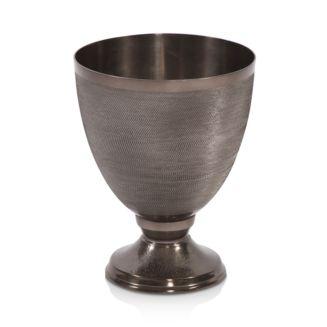 Howard Elliott Textured Smoke Black Metal Small Goblet Vase