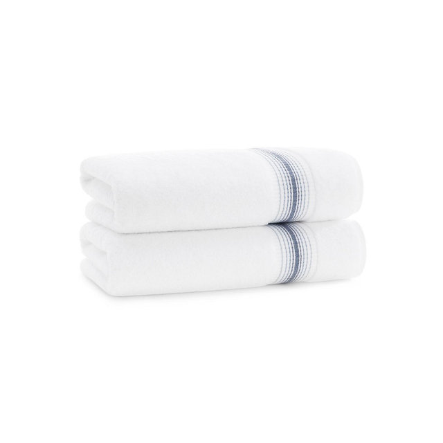 Aston and Arden White Turkish Luxury Striped Towels with for Bathroom 600 GSM, 30x60 in., 2-Pack , Super Soft Absorbent Bath Towels