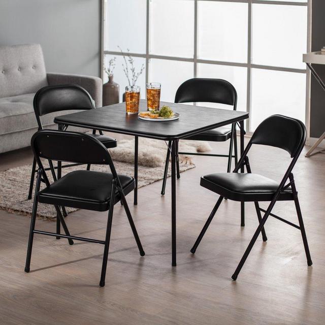 MECO Sudden Comfort Deluxe Double Padded Chair and Back- 5 Piece Card Table Set -
