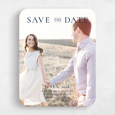 Blue Rounded Wedding Save the Date - Potter Type
