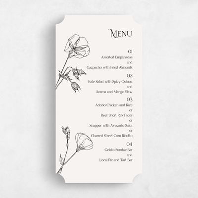 Beige Ticket Wedding Menu - Flora