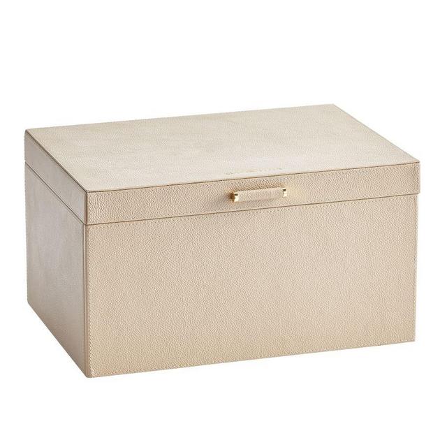 Quinn Jewelry Box, Large 13" x 9.25", Fawn, Foil Debossed