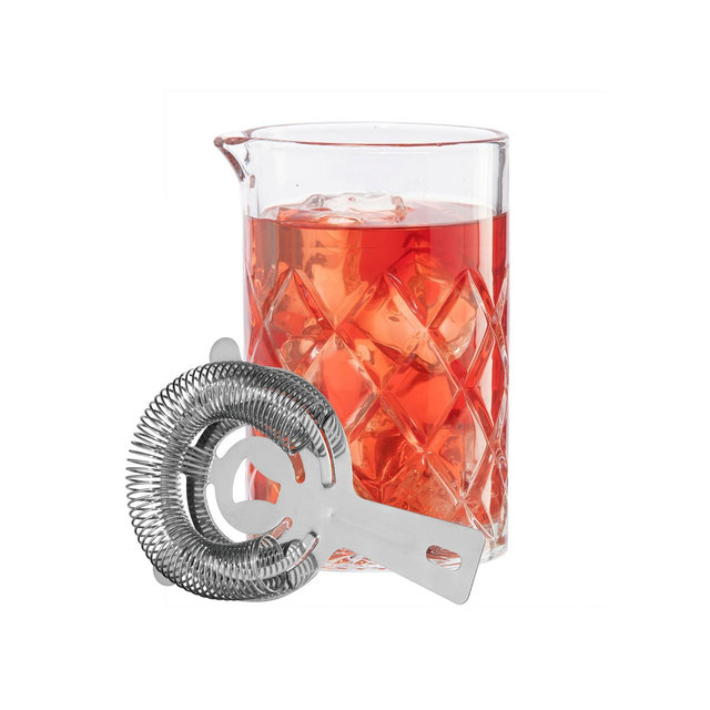 OGGI 16oz Glass Cocktail Mixing Beaker & Strainer Set