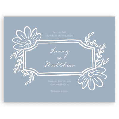 Powder Blue Wedding Digital Save the Date - Katinka Landscape