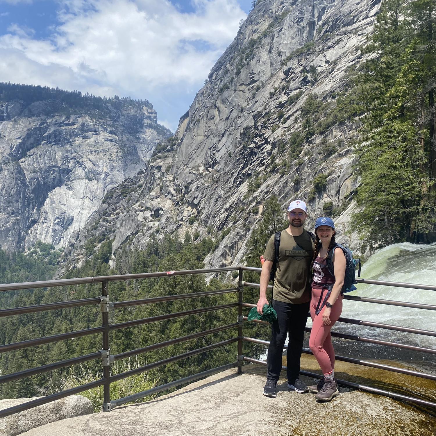 Austin and Marie at the top of Vernal Falls at Yosemite National Park, CA