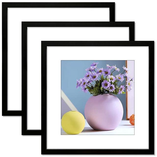 EZOOZE 16x16 Picture Frame Set of 3, Display Pictures 12x12 with Mat or 16x16 without Mat, Wall Gallery Photo Frames