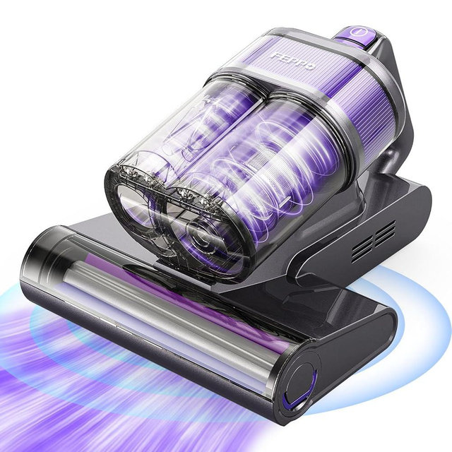 FEPPO Mattress Vacuum Cleaner, 4-in-1 Bed Vacuum Cleaner PRO, 16KPa Handheld Vacuums with 253.7nm UV-C Light, 40,000 Beats/Min Tapping, 140°F Hot Air, HEPA Filter for Bed, Sofa, Crib(Corded, 550W)
