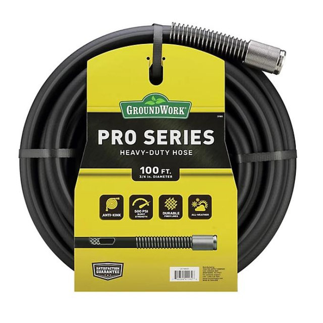 GroundWork 3/4 in. x 100 ft. Pro Series Heavy-Duty Contractor Hose, 500 PSI, Black at Tractor Supply Co