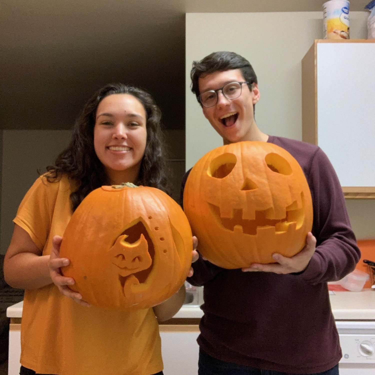 Our first time carving pumpkins together! October 2019