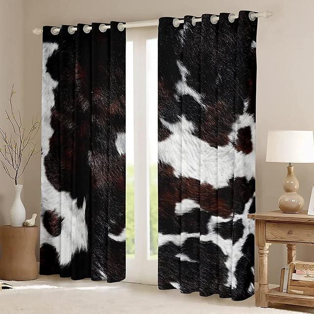 Cow Print Curtains for Bedroom 42Wx84L,Farm Livestock Skin Pattern Windows Drapes,Western Animal Highland Cattle Grommet Window Treatment Room Decoration,2 Panels