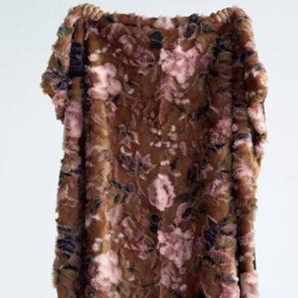Seren Floral Jacquard Faux Fur Throw Blanket