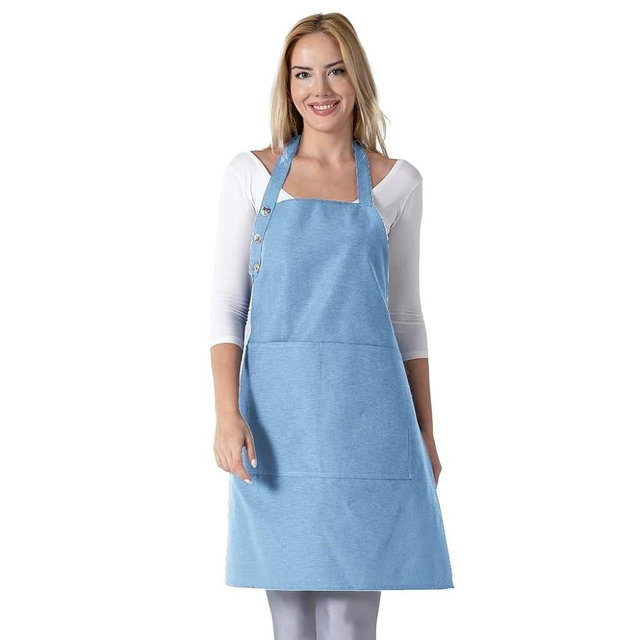 TOSHE Kitchen Apron Waterdrop Resistant Cotton Apron with adjustable Aprons for Women with Pockets 10 Color option Cooking Apron Light Blue (Light Blue)