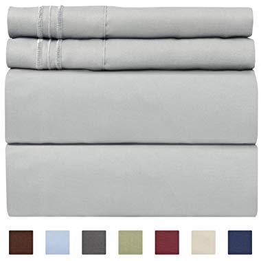 Queen Size Sheet Set - 4 Piece Set - Hotel Luxury Bed Sheets - Extra Soft - Deep Pockets - Easy Fit - Breathable & Cooling - Wrinkle Free - Comfy – Light Grey Bed Sheets - Queens Sheets – 4 PC