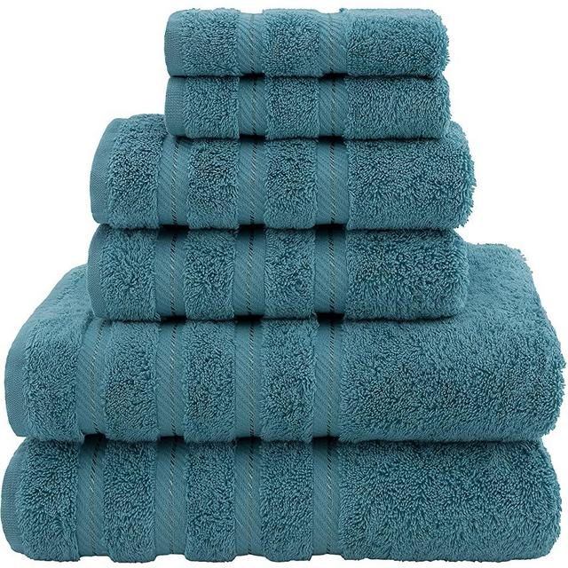 American Soft Linen Premium, Luxury Hotel & Spa Quality, 6 Piece Kitchen & Bathroom Turkish Genuine Cotton Towel Set, for Maximum Softness & Absorbency, [Worth $72.95] Colonial Blue