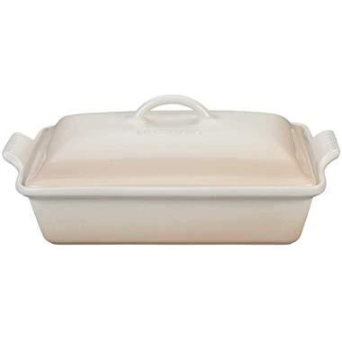 Le Creuset Heritage Meringue Stoneware Covered 4 Quart Rectangular Casserole Dish