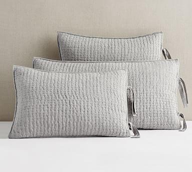 Pick-Stitch Handcrafted Cotton/Linen Quilted Sham (Standard) "Light Grey"