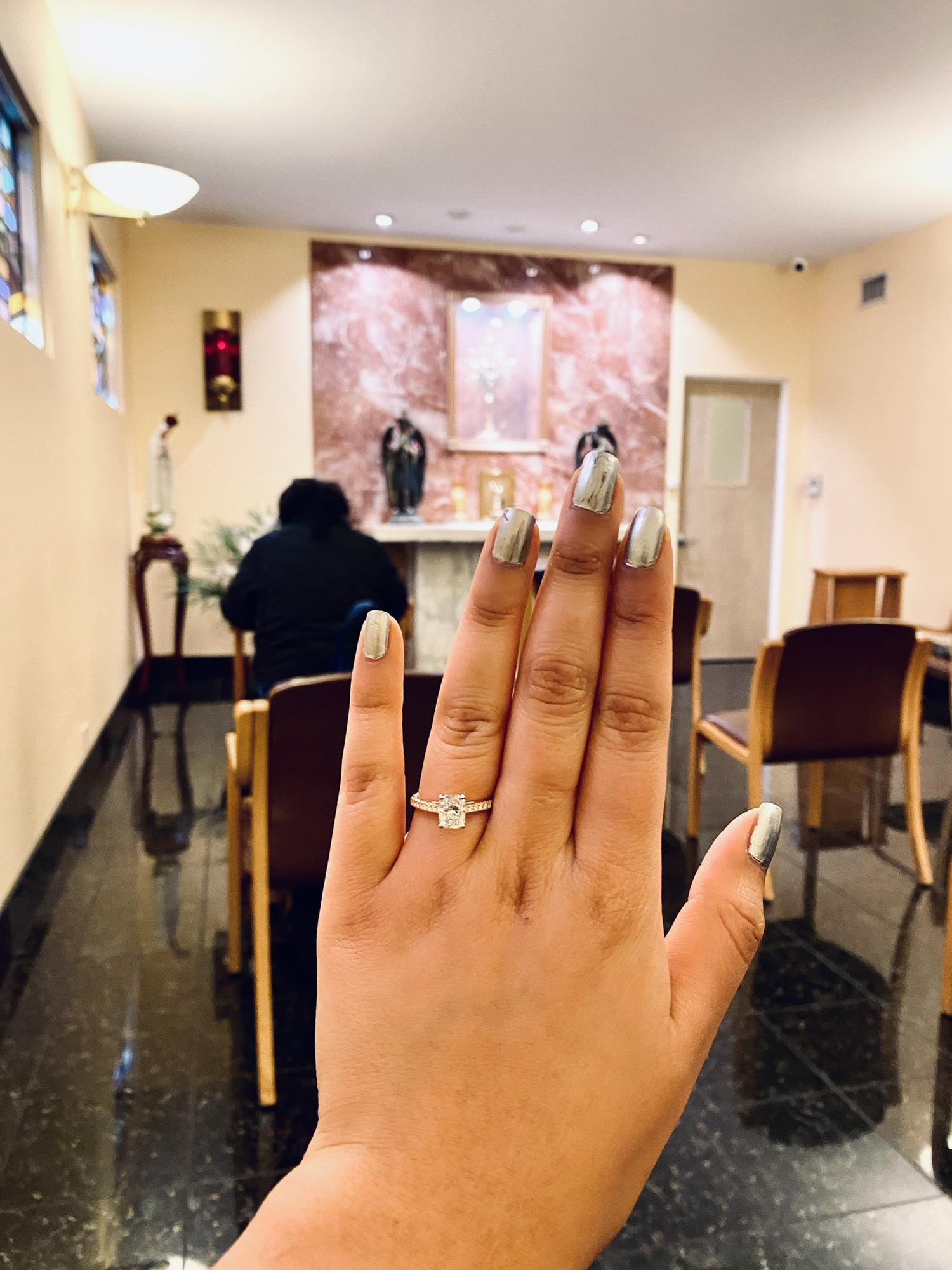 He proposed the next day in a Blessed Sacrament Chapel🥹💍