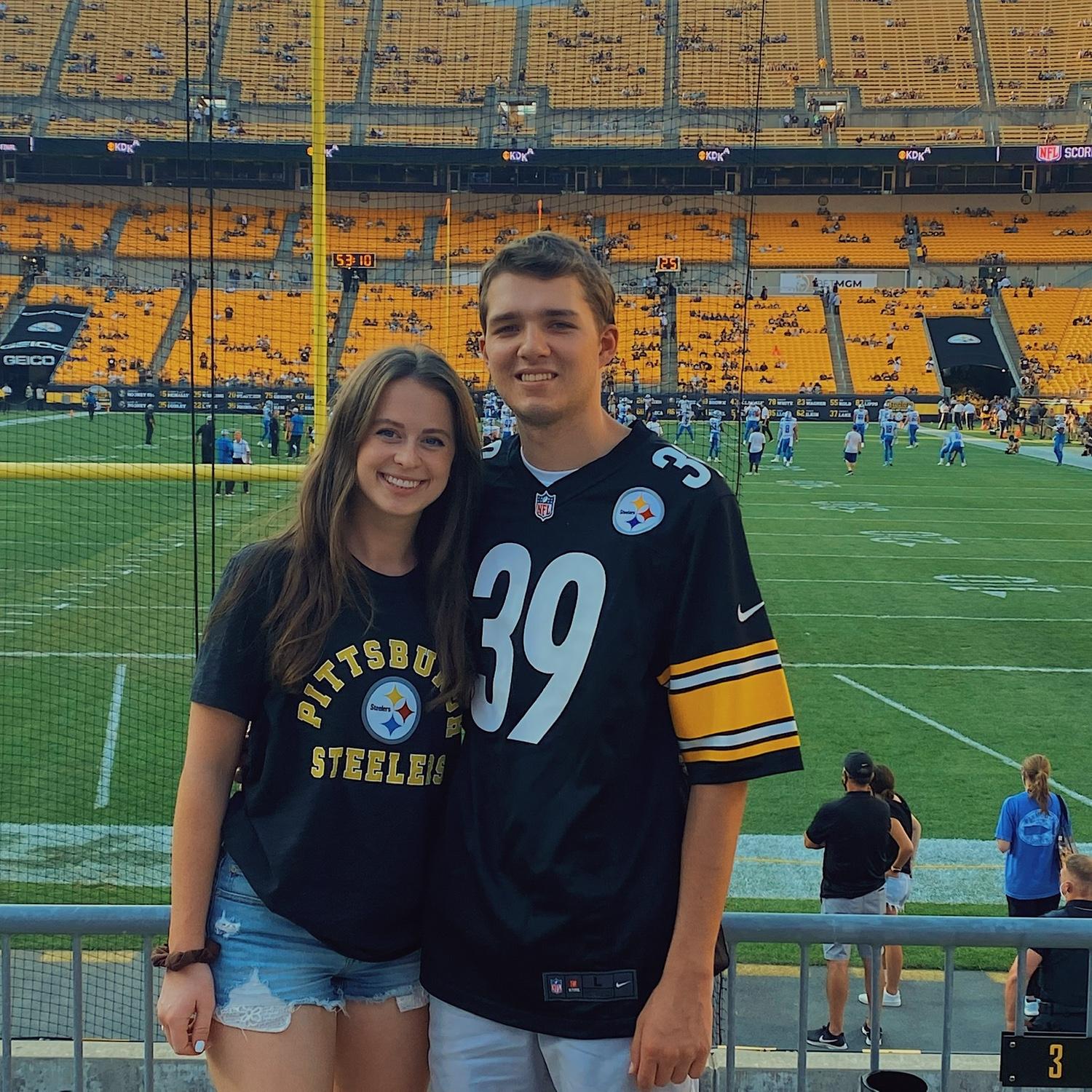 Steelers games have become a regular hobby for Caroline and Jake.
