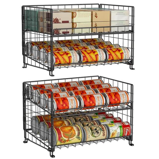 JKsmart 4-Tier Stackable Can Rack Organizer, Can Storage for Kitchen Pantry Cabinet, Can Holders for Food, Multifunctional Can Dispenser for Snacks Soda