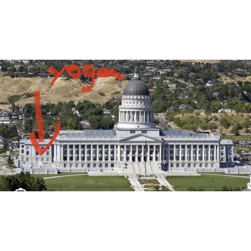 Yoga will be on the SW balcony of the Utah Capital at 9:00am June 21st.