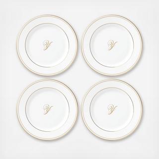 Federal Gold Script Tidbit Plate, Set of 4