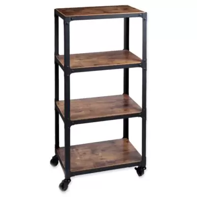 Mind Reader Charm 4-Shelf Utility Cart in Black/Wood