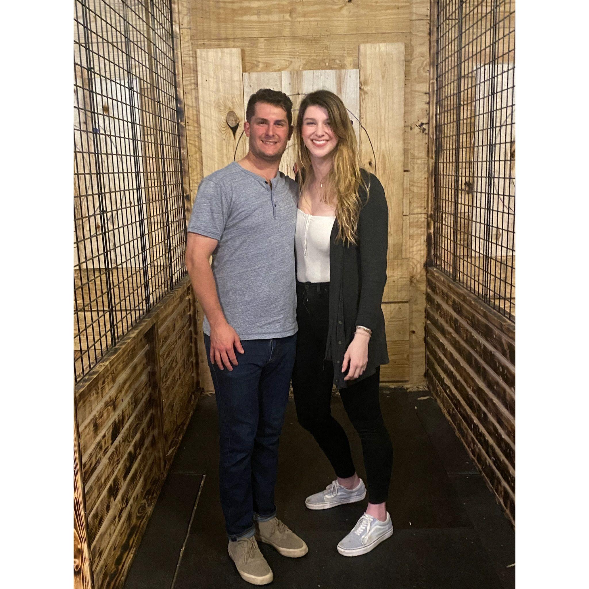 4.4.21 - The day Jake asked me to be his girlfriend!!! Right after he beat me, Max, and Sam at axe throwing in Dallas :/