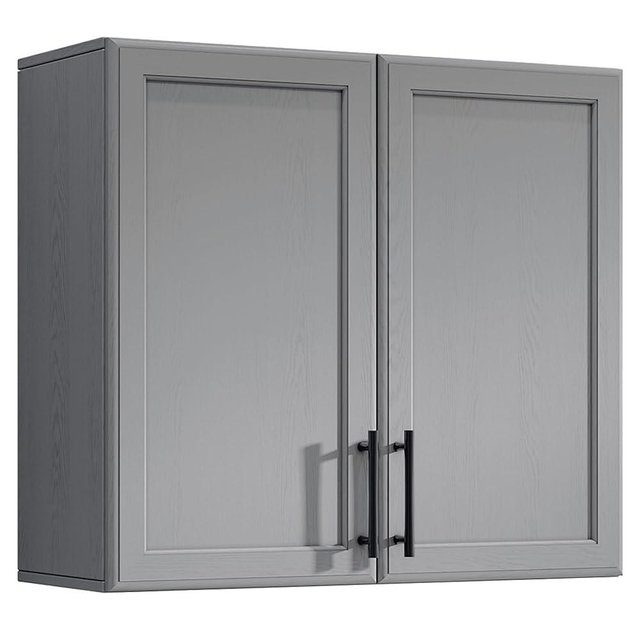 Furnaza Wall Storage Cabinet - Kitchen Laundry Wall Amount Cabinet with Two Shaker Doors and Shelf, in Grey