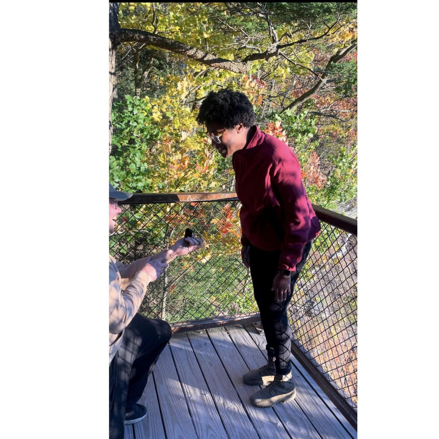 Right after a hike at the top of the falls Jarett proposed to Sarah!