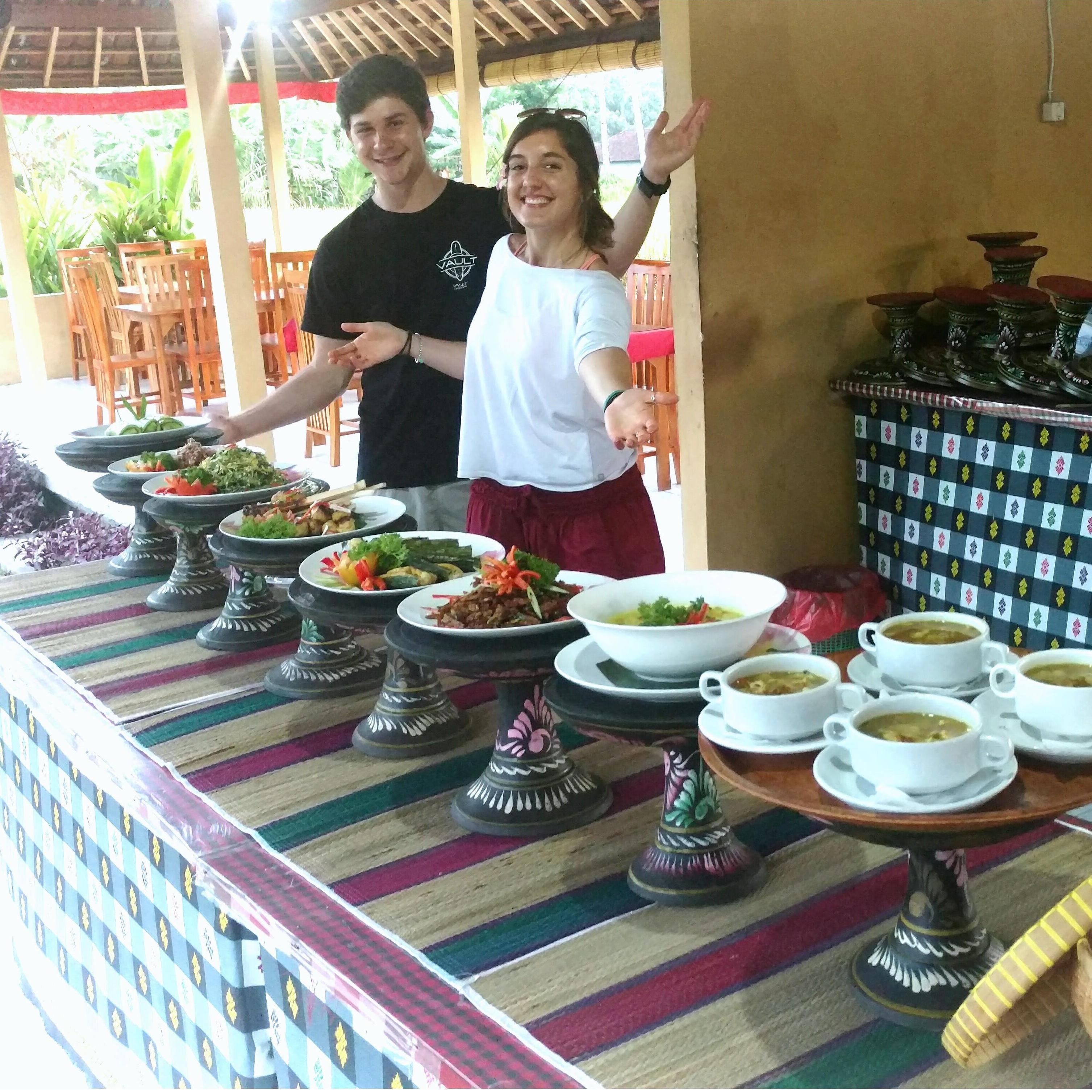 Cooking a feast in Bali -- the only activity Alex loved other than surfing (October, 2016)