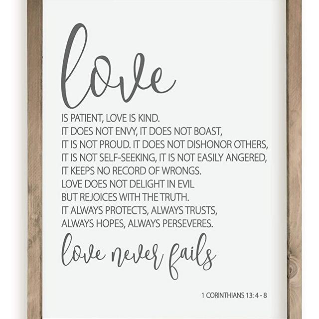 1 Corinthians 13 Love is Patient Love is Kind Wood Farmhouse Wall Sign 12x15