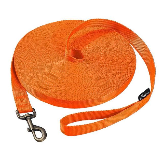 HIKISS Long Dog Leash Obedience Recall Training Agility Lead with Thickening Material for Large Dog - 15ft 20ft 30ft 50ft 100ft Training Leash(Orange 15ft)
