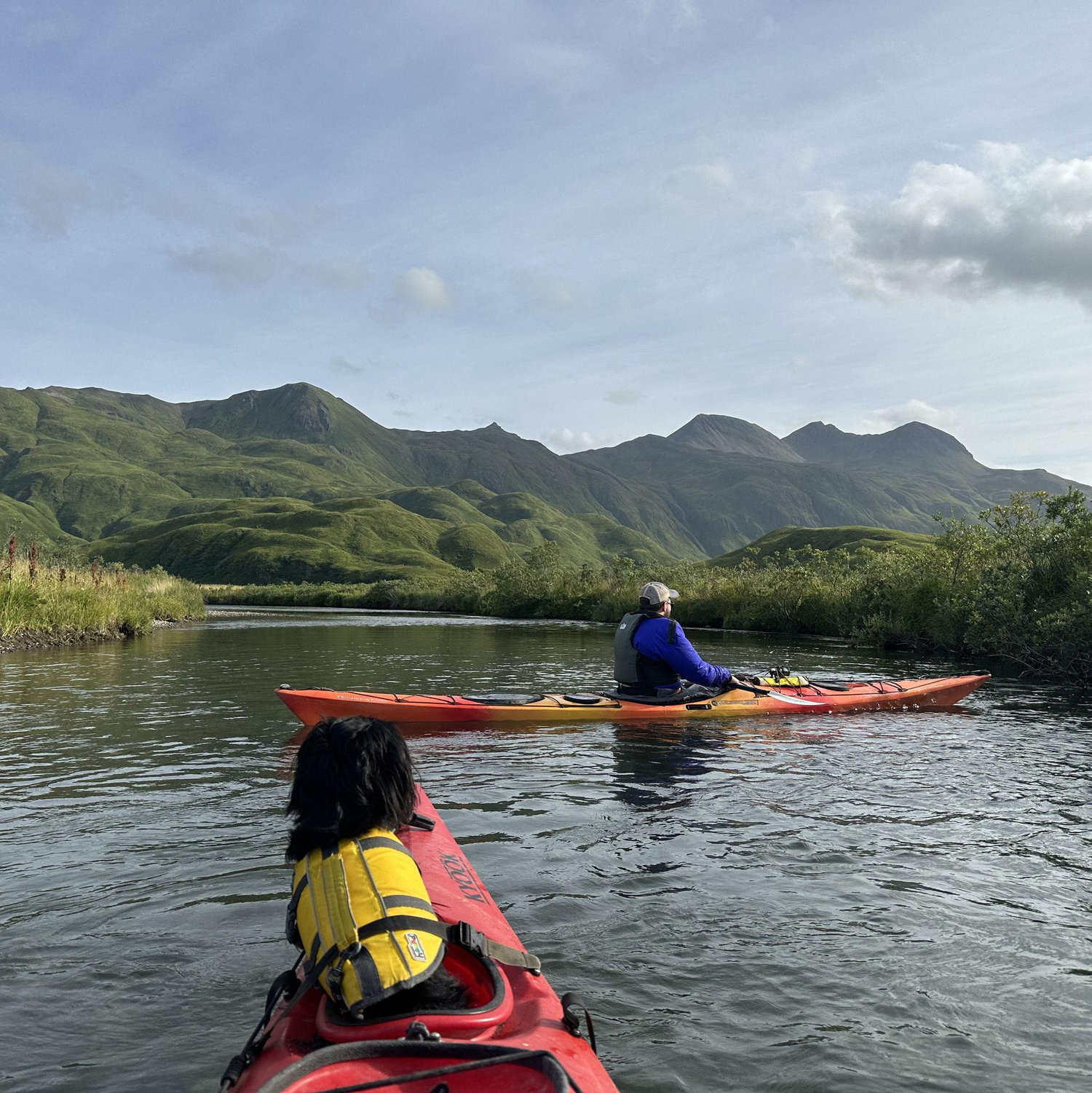 Kayaking on the Nateekin River in Unalaska. This is the river where Haden proposed!