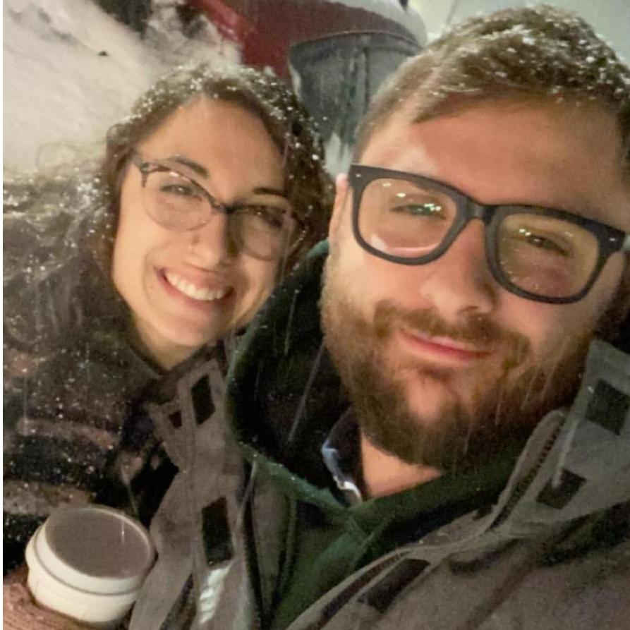 Vermont trip 2020, standing in the snow, in the middle of a supermarket parking lot... Our favorite vacation to remember.