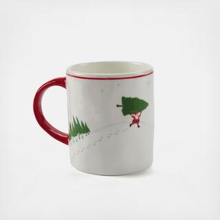 Running Santa Mug, Set of 4