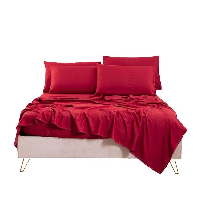 Bedlifes Queen Sheet Set- Cooling Sheets-Ultra Soft-Silky-Breathable-Deep Pocket- 1800 Series Bedding Set Microfiber- Red Bed Sheets Queen Size Burgundy 6 Pieces