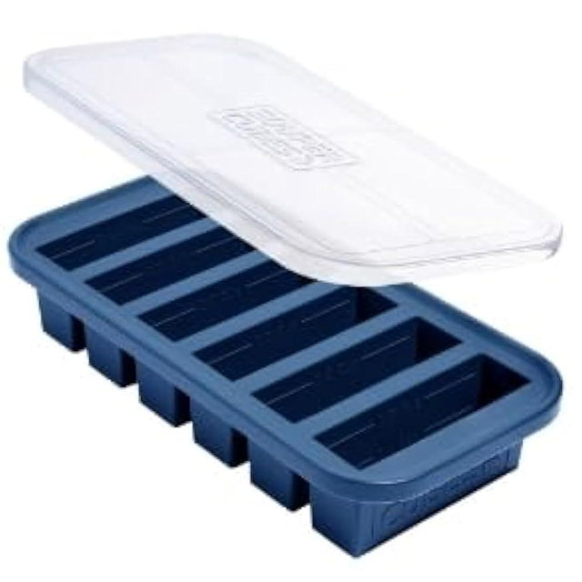 Souper Cubes 1/2 Cup Silicone Freezer Mold - Silicone Soup Freezer Tray with Lids for Freezing Food, Salsa, Broth, Baby Food and More - Silicone Freezer Tray with Lid - Blueberry – 1-Pack