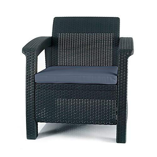 Keter 205068 Cushions, Charcoal Corfu Armchair All Weather Outdoor Patio Garden Furniture, 29.50 x 27.60 x 31.10 IN, Grey