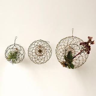 Round Hand-made 3-Piece Hanging Wire Basket Set