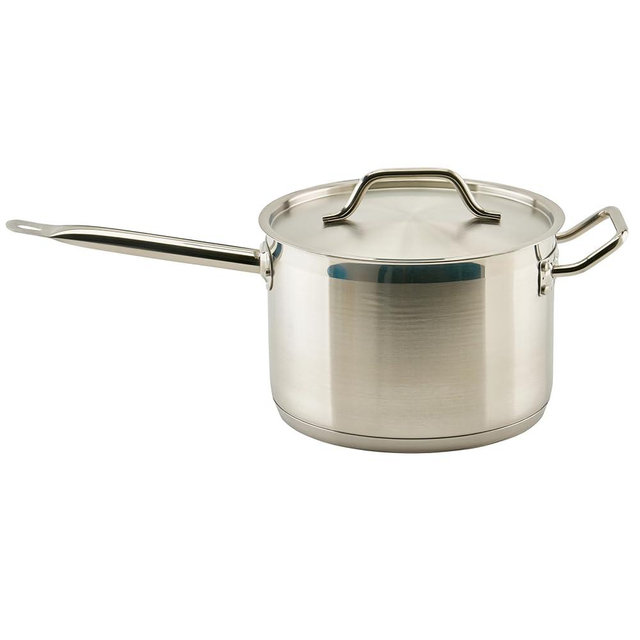 Winco Heavy-Duty Stainless Steel Sauce Pan with Cover and Helper Handle, 7.5 Quart