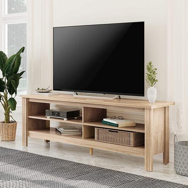 FITUEYES 60 inch TV Stand for 65 inch TV, Wood TV Console Table Media Cabinet with Storage, White Oak Entertainment Center for Living Room Bedroom