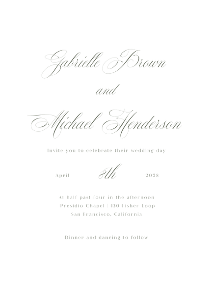 Conques Portrait | Dark Sage | Zola Wedding Invitations
