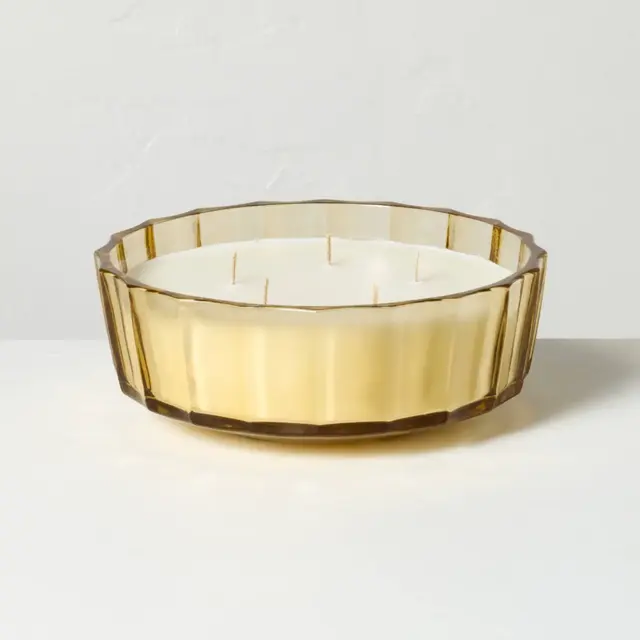 5 Wick XL Colored Glass Faceted Sandalwood and Terracotta Jar Candle 32oz - Hearth & Hand™ with Magnolia