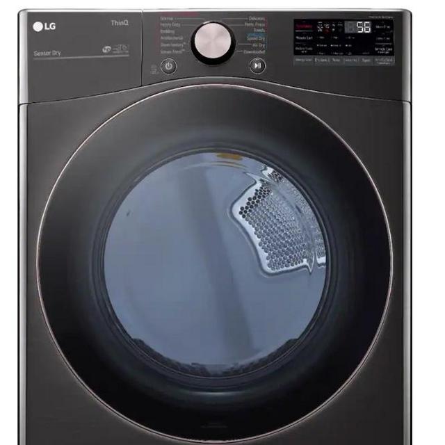 LG - 7.4 Cu. Ft. Stackable Smart Gas Dryer with Steam and Built-In Intelligence - Black Steel