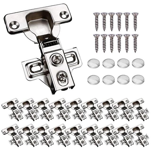 KONIGEEHRE 20 Pack Soft Close Cabinet Door Hinges for 1/2" Partial Overlay Cupboard, 100 Degree Opening Angel, Stainless Concealed Kitchen Cabinet Hinges with Mounting Screws and Manual