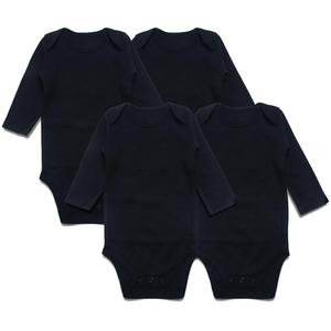 SOBOWO Black 4-Pack Long Sleeve Bodysuits For Newborn Girls Boys 0-24M